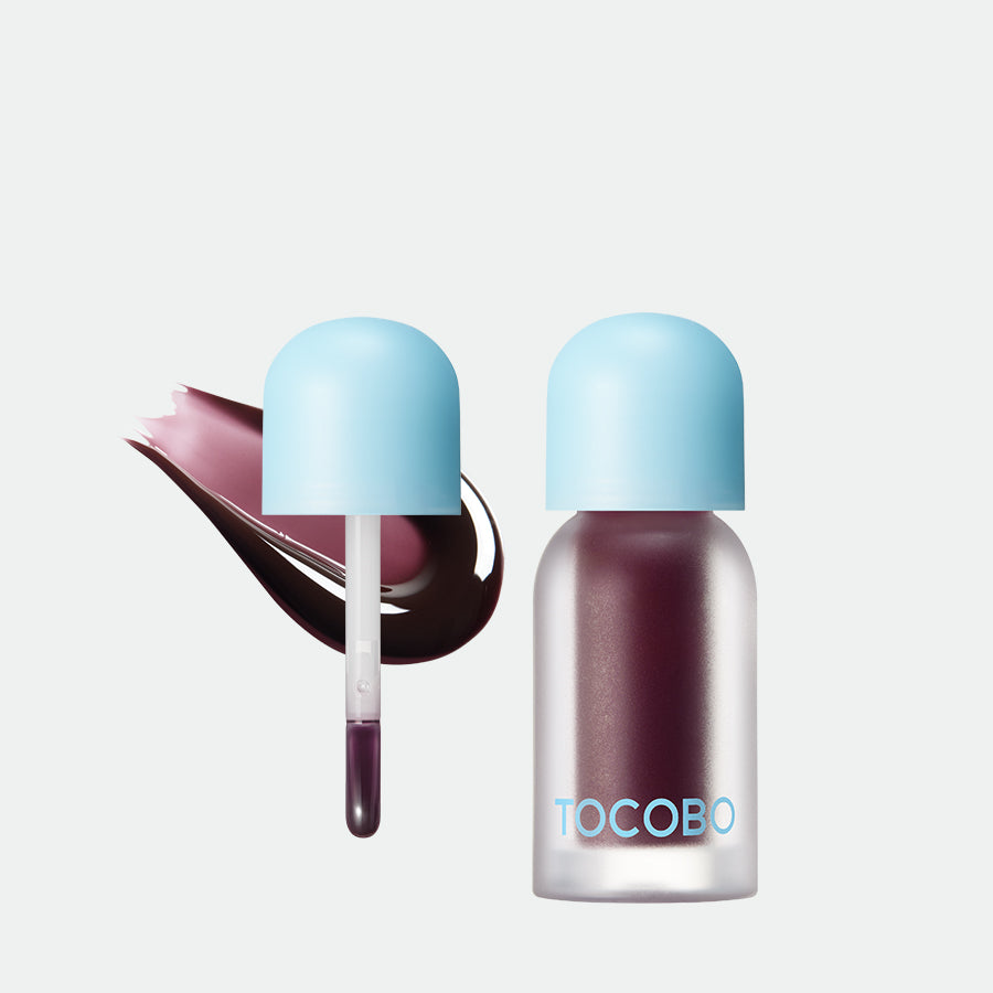 Tinta Labios Tocobo Juicy Berry con efecto voluminizador, hidratación prolongada y acabado brillante.