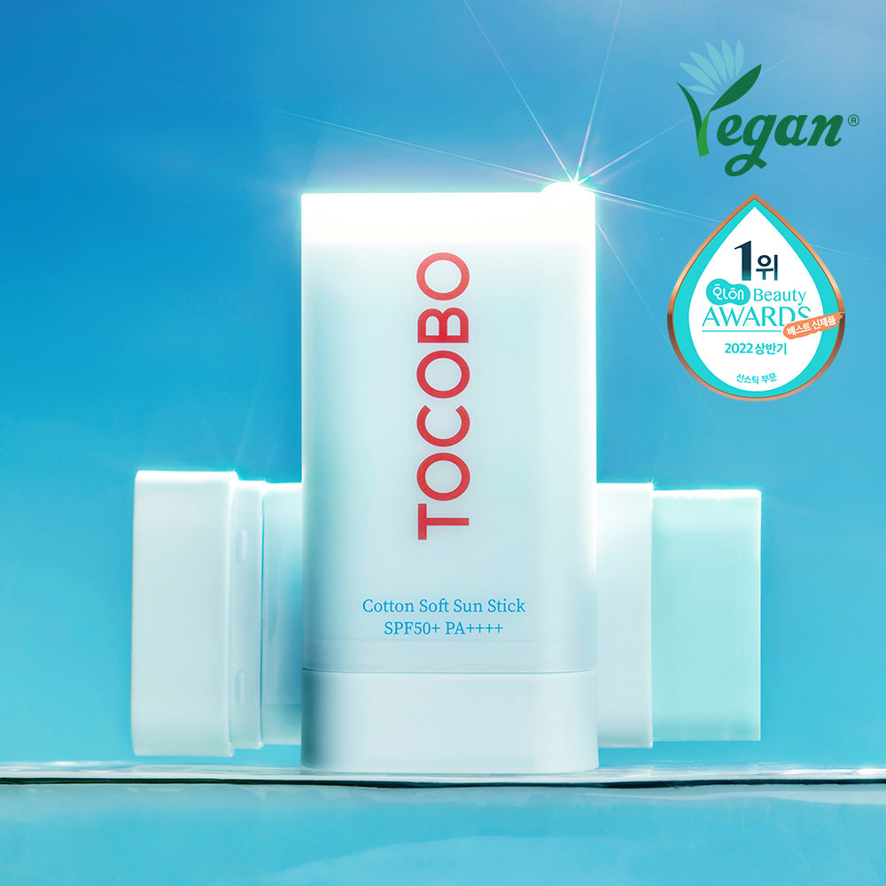Tocobo Cotton Soft Sun Stick SPF50+ PA++++, Protector solar en barra con acabado mate, ideal para controlar el brillo y proteger la piel sensible. 19 g.