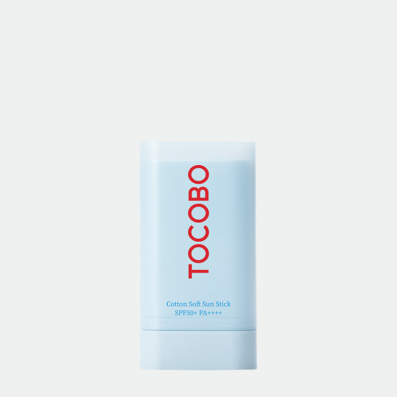 Tocobo Cotton Soft Sun Stick SPF50+ PA++++, Protector solar en barra con acabado mate, ideal para controlar el brillo y proteger la piel sensible. 19 g.