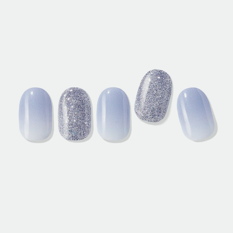 Very Peri Trick | Tiras de gel para uñas (Tonos azul grisaceo y glitter plateado)
