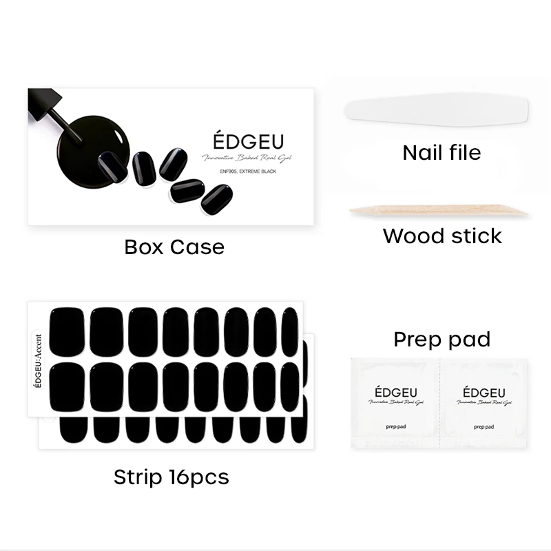 Extreme Black | Tiras de gel para uñas (Negro)