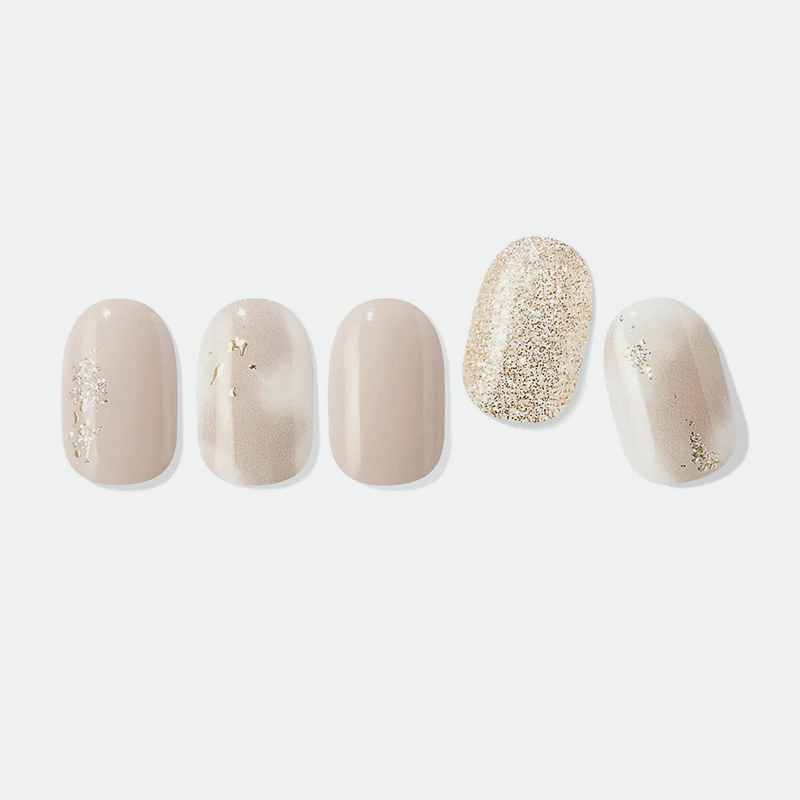 Sand Wave | Tiras de gel para uñas (Tonos nude con toques dorados)