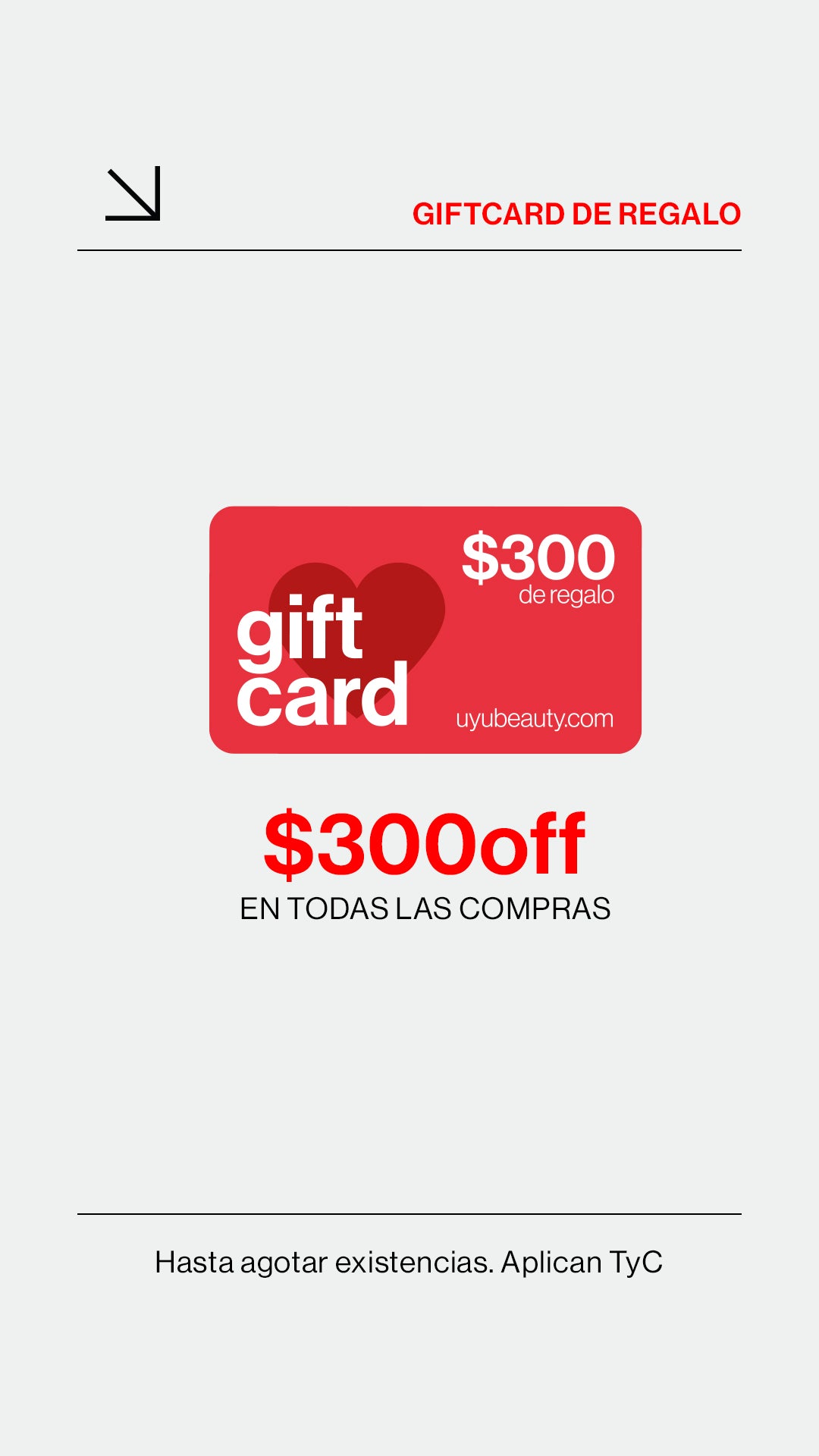 UYU Gift card $300 OFF